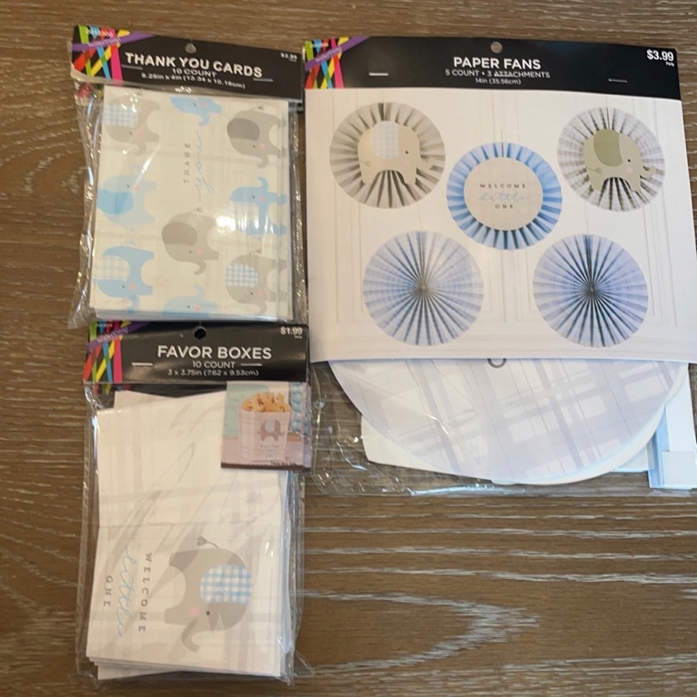 New Baby Shower Boy, elephant party supply bundle